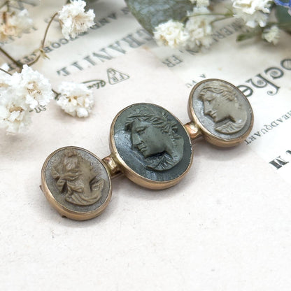 lava cameo bar brooch antique