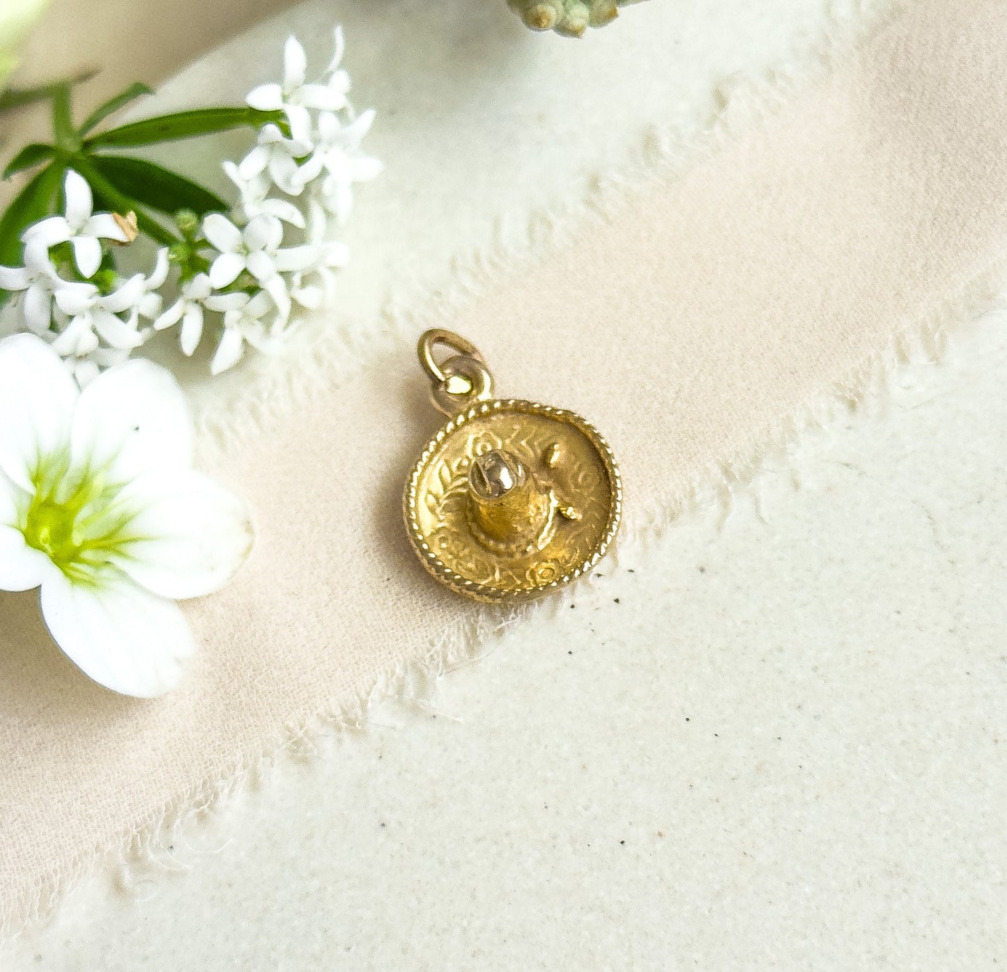 Tiny 10K Gold Sombrero Charm Mexican Gold Sombrero hat Pendant