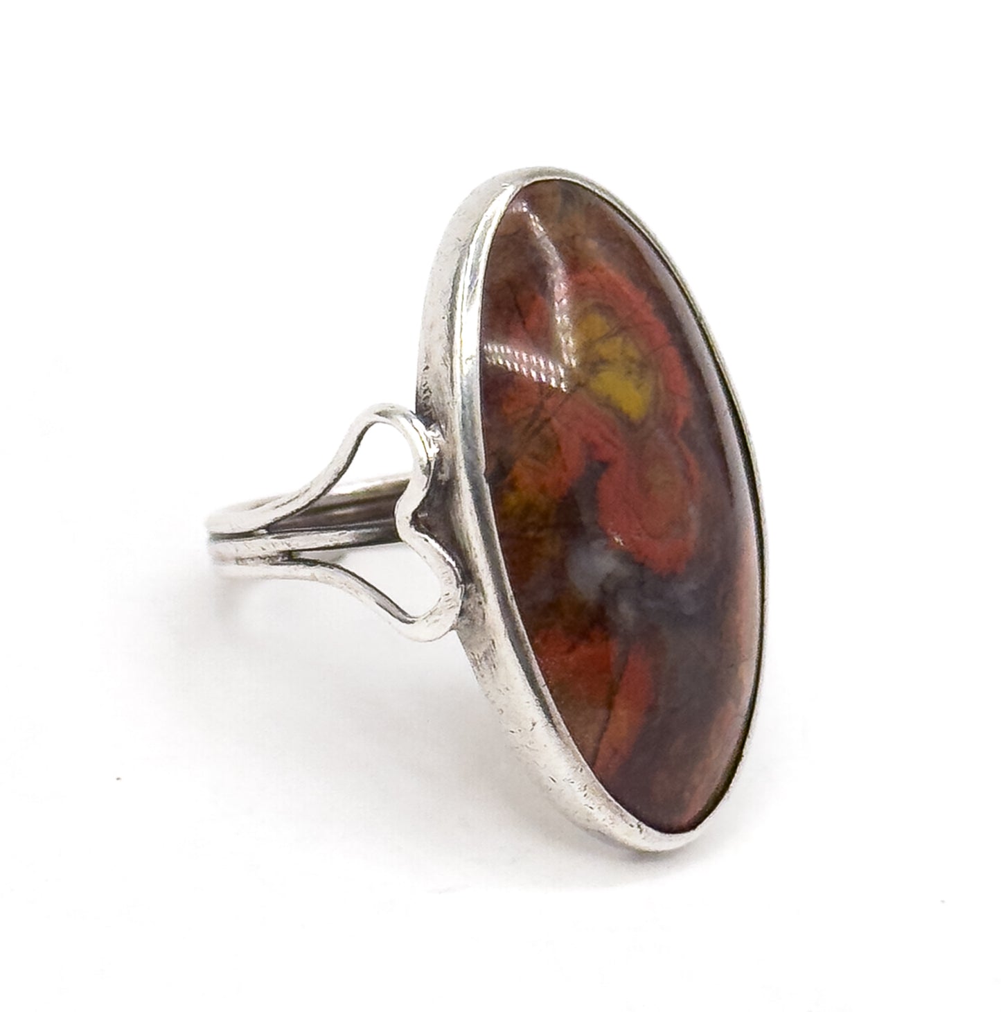 Vintage Handmade Jasper Statement Ring in Silver image 0