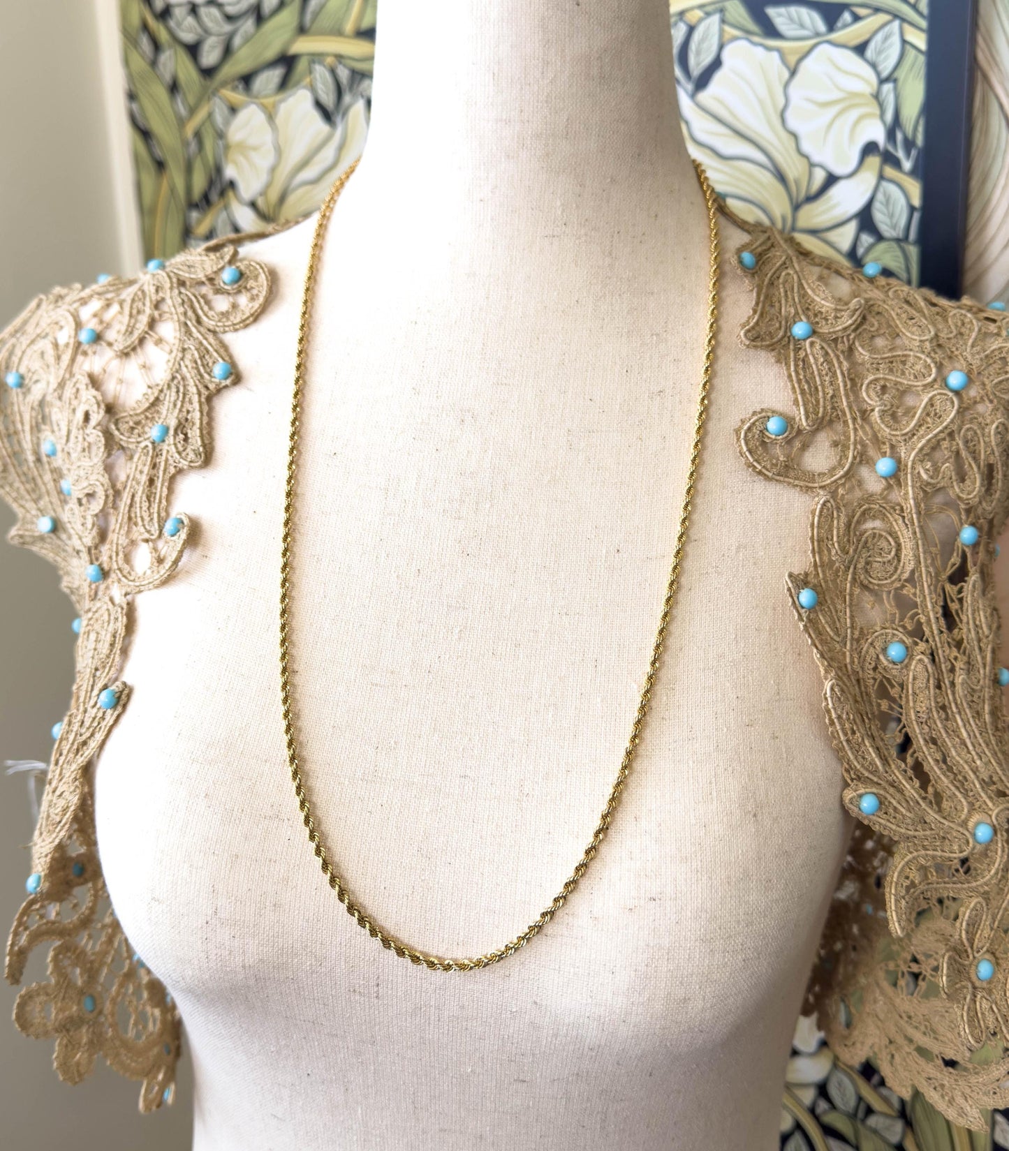 Vintage 28in Long Gold Rope Chain in 14K Solid Yellow 18in 3mm