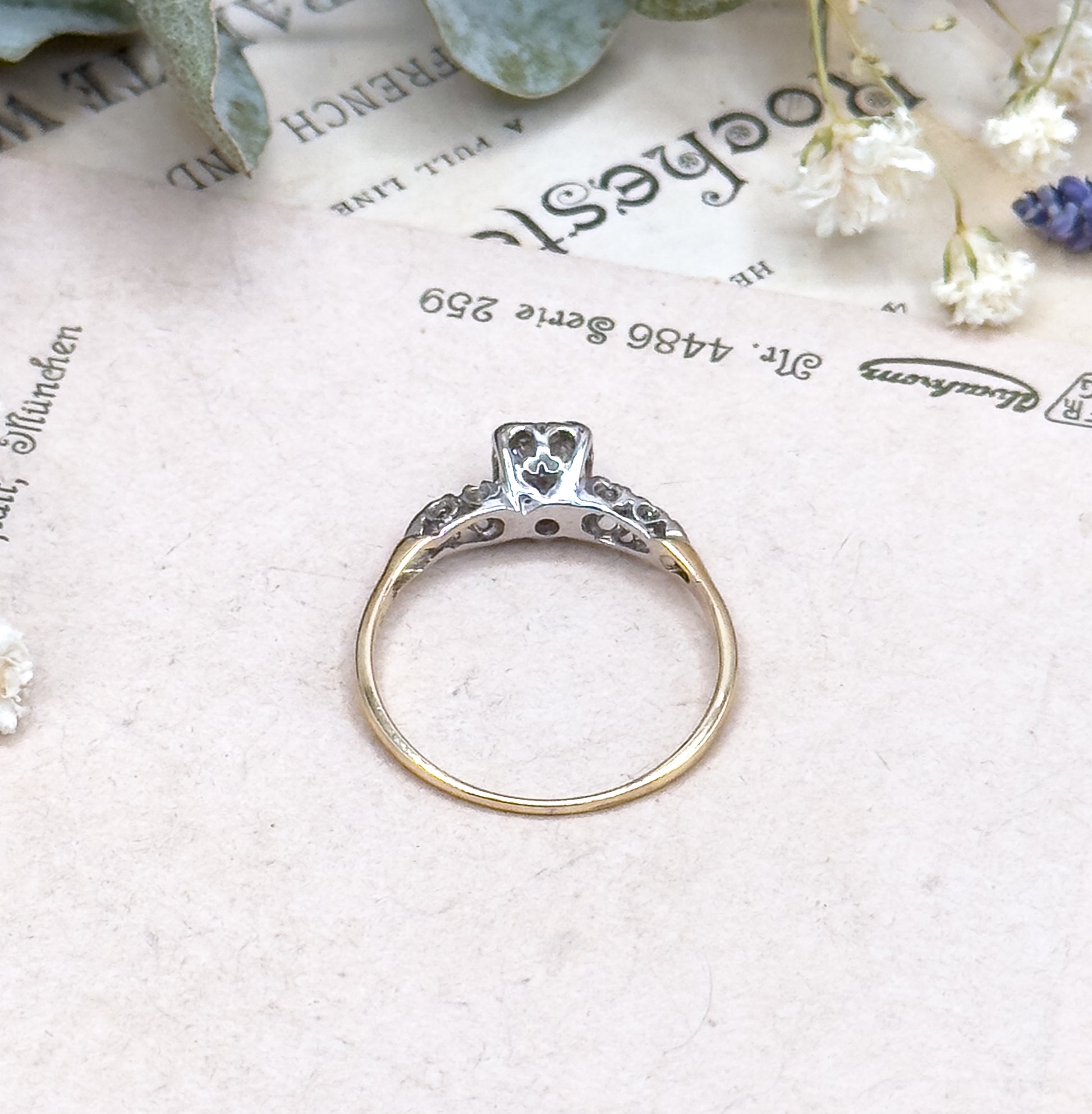 Vintage Diamond Engagement Ring in 14K Two Tone Gold image 3