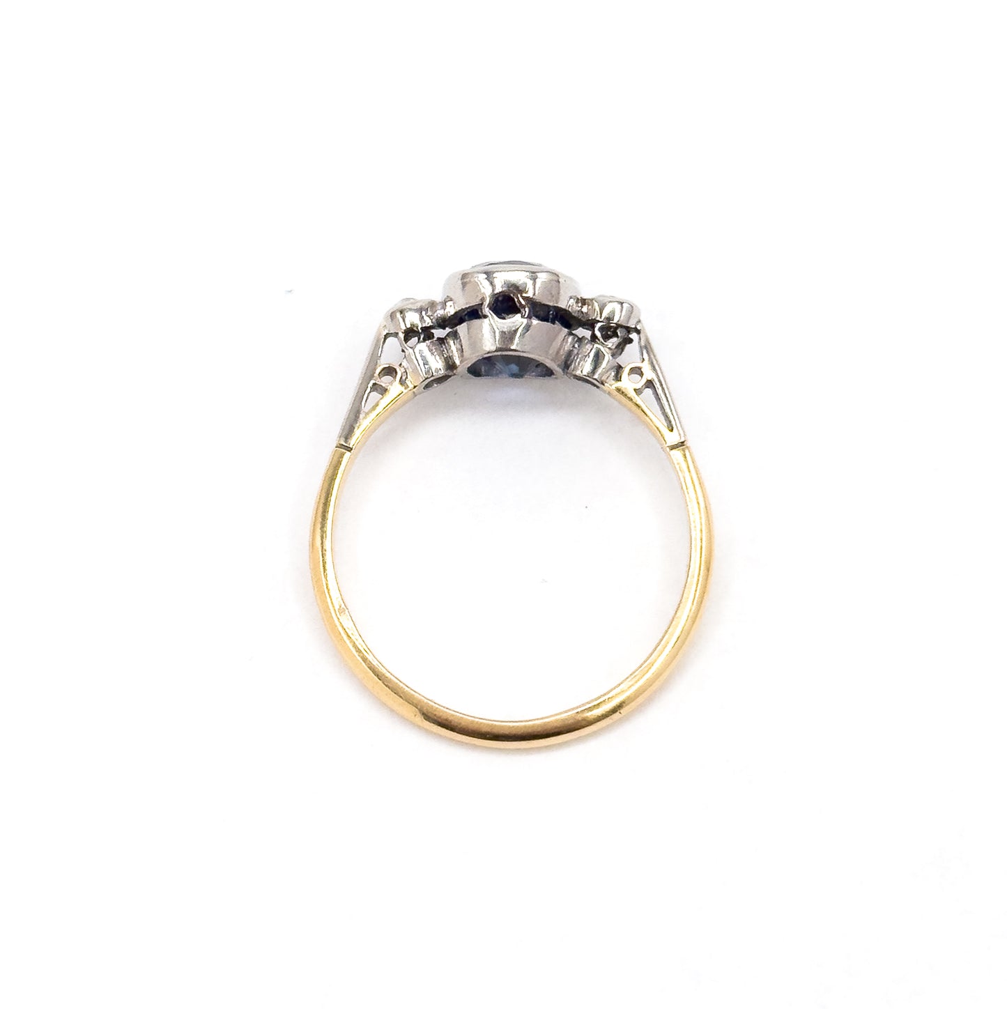 Antique Sapphire & Diamond Ring in Platinum and 18K Gold