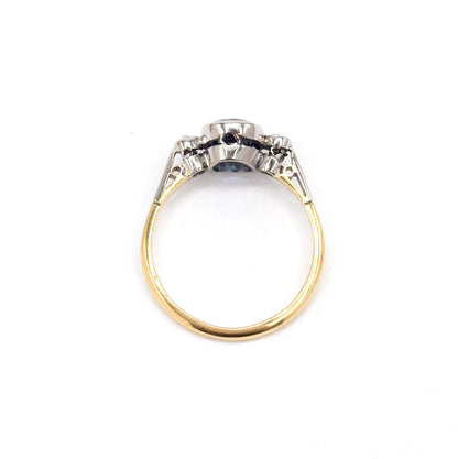Antique Sapphire & Diamond Ring in Platinum and 18K Gold
