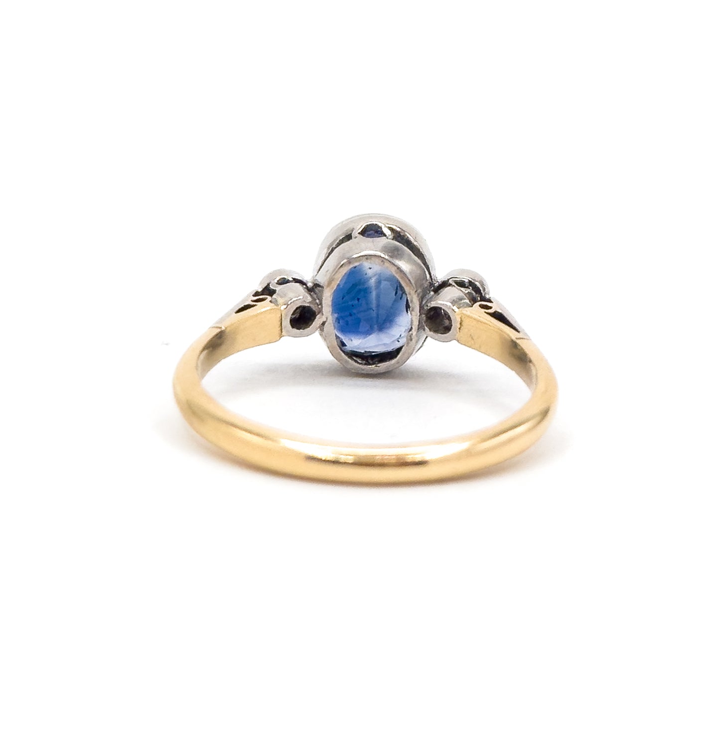 Antique Sapphire & Diamond Ring in Platinum and 18K Gold