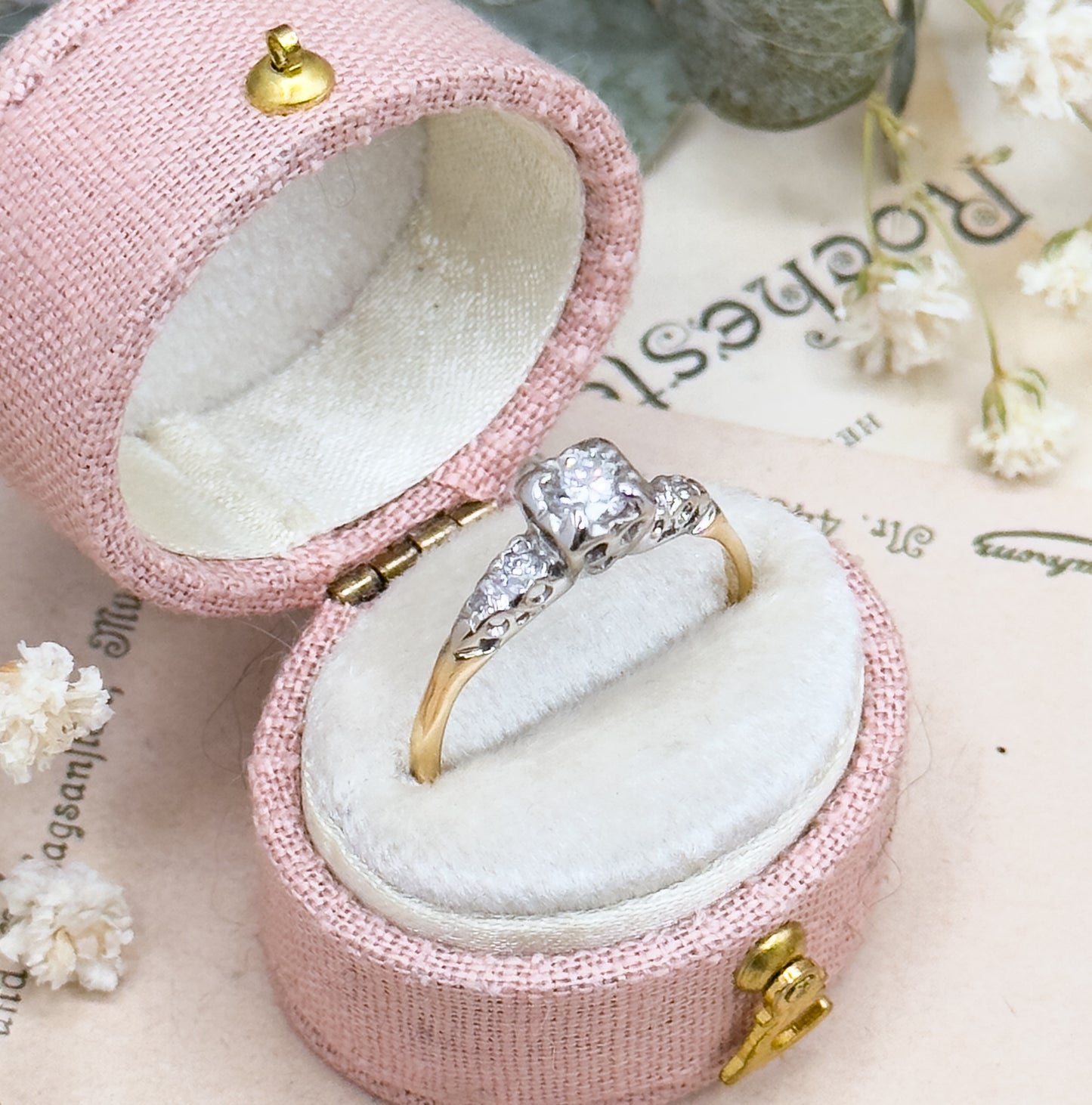 Vintage Diamond Engagement Ring in 14K Two Tone Gold image 9