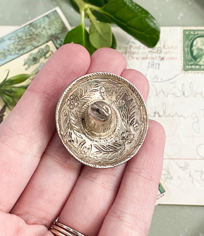 Vintage Silver Sombrero Hat Brooch image 1