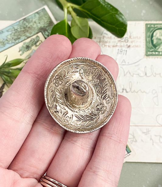 Vintage Silver Sombrero Hat Brooch image 1