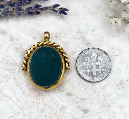 Antique Edwardian Bloodstone Spinner Fob in 18K Yellow Gold Fully hallmarked