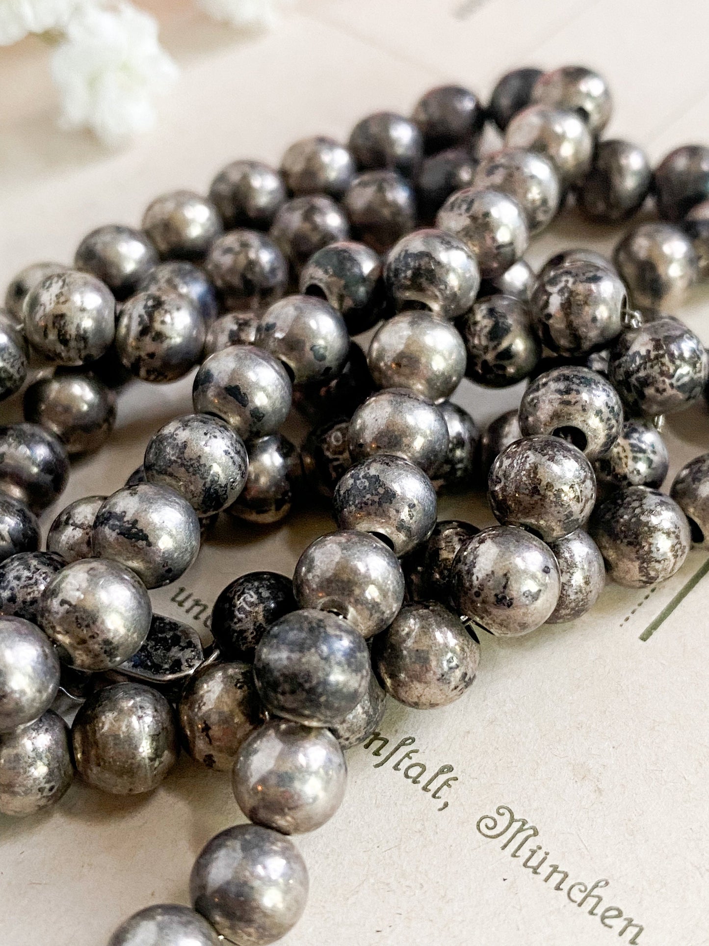 Vintage Sterling Silver Ball necklace chunky silver bench beads