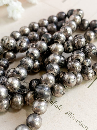 Vintage Sterling Silver Ball necklace chunky silver bench beads