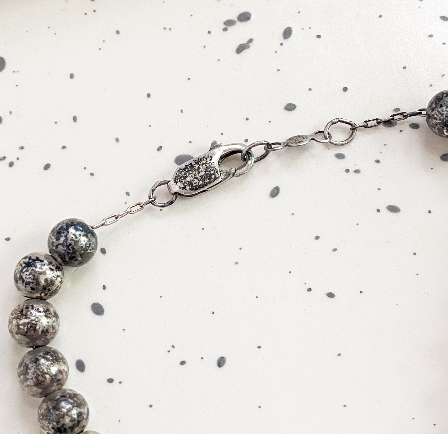 Vintage Sterling Silver Ball necklace chunky silver bench beads