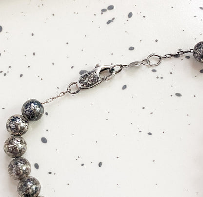 Vintage Sterling Silver Ball necklace chunky silver bench beads