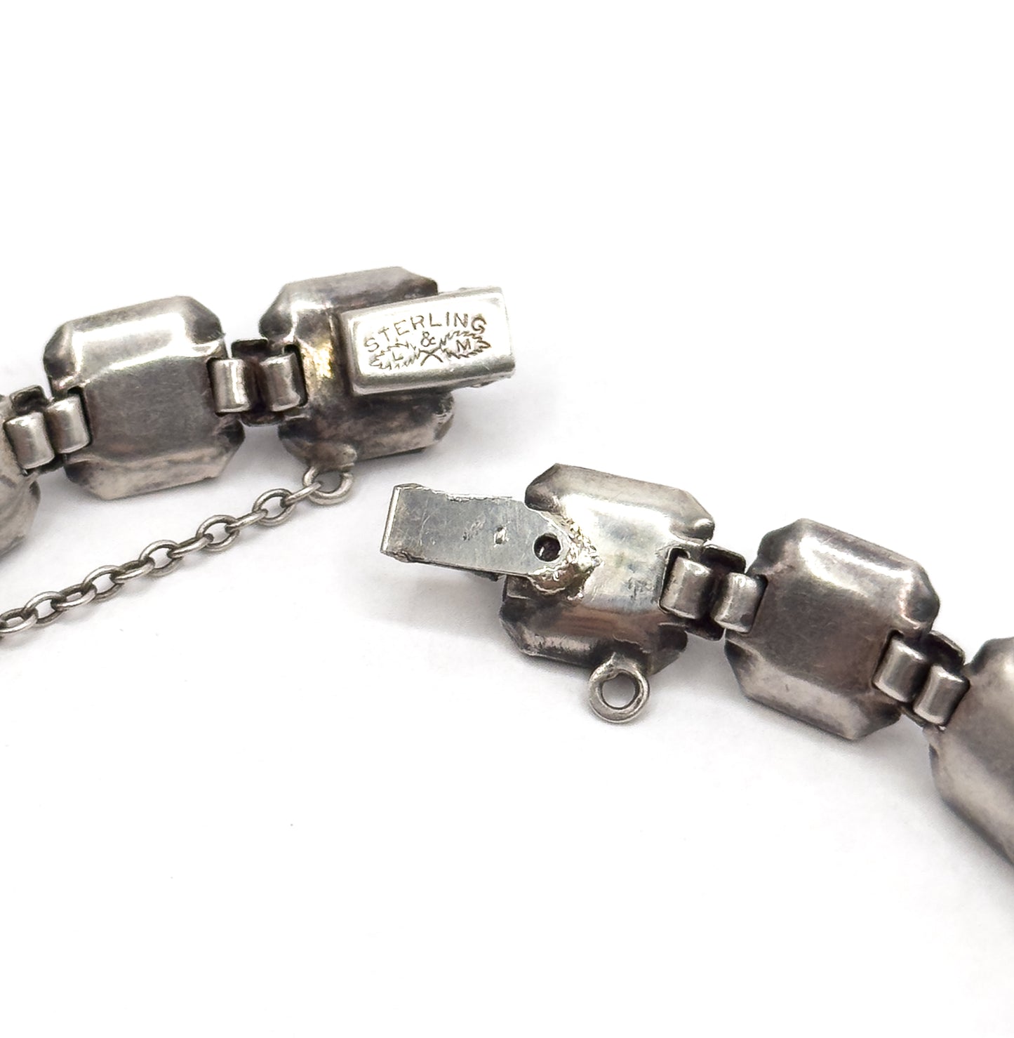 Leach and Miller Art Deco Glass bracelet in Silver