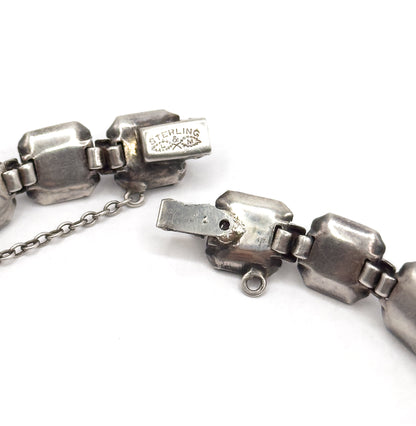 Leach and Miller Art Deco Glass bracelet in Silver