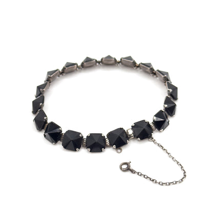 Leach and Miller Art Deco Glass bracelet in Silver