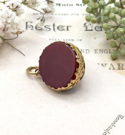 Antique Rudraksha and Carnelian Locket, Georgian Locket Victorian Locket 15K Prayer Seed Pendant Circa 1830s 1850s