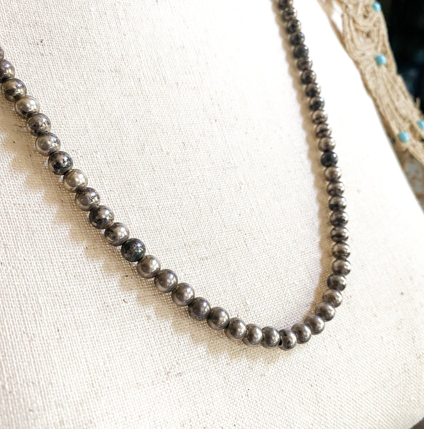 Vintage Sterling Silver Ball necklace chunky silver bench beads