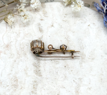 Georgian Halleys Comet Pin with Mine Cut Paste in 10K Yellow Gold