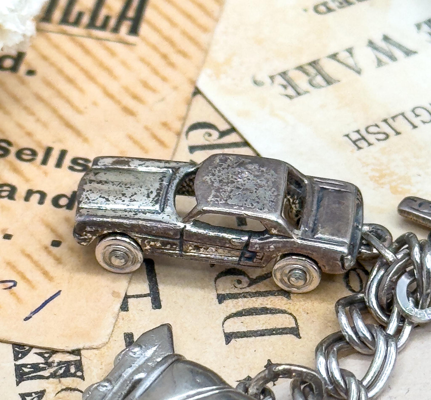 Vintage Charm Bracelet with Sterling Silver Charms Fully loaded charm bracelet 22 charms c