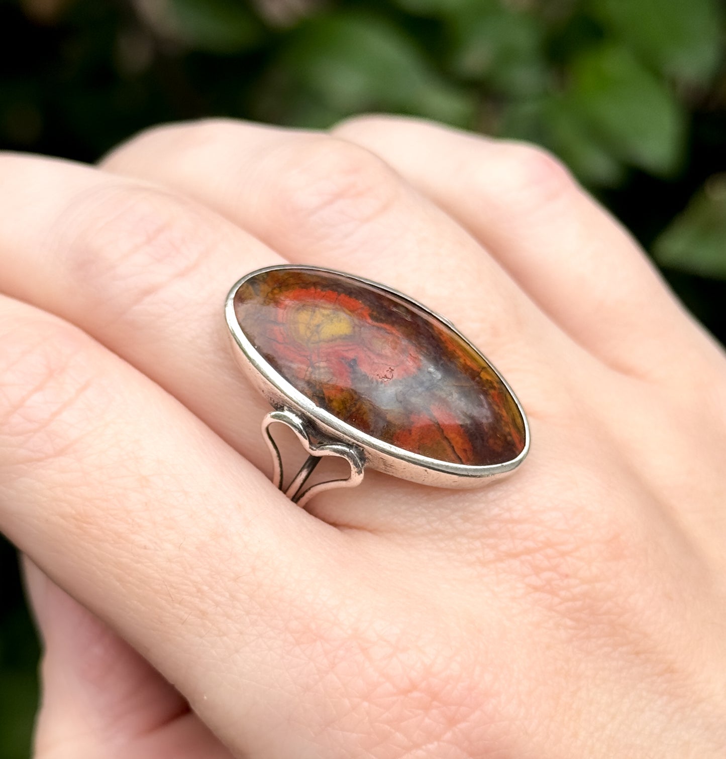 Vintage Handmade Jasper Statement Ring in Silver image 6