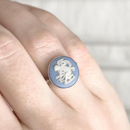 Vintage Wedgewood Ring in Sterling Silver with Cupid Camoe