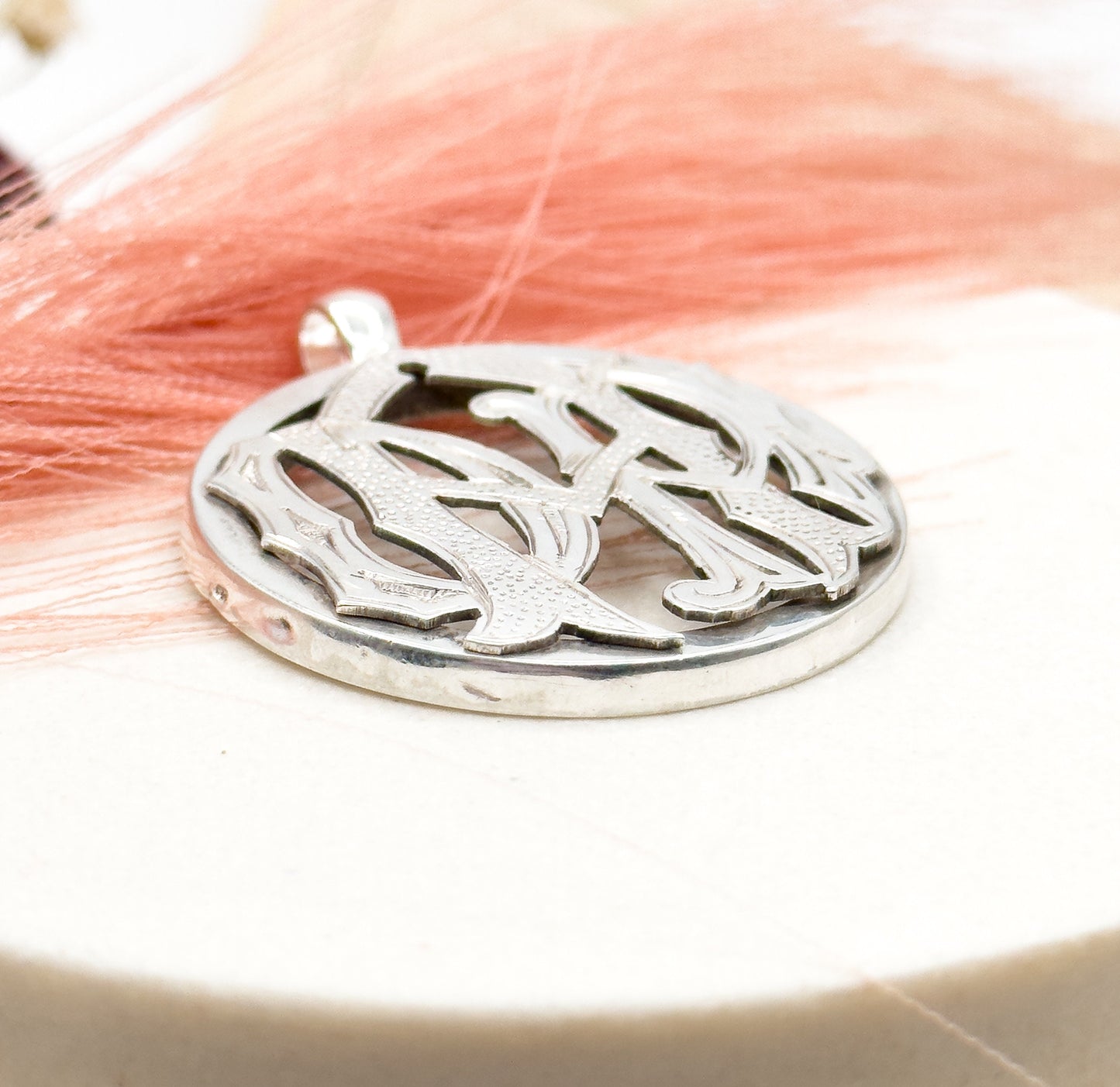 Silver Victorian monogram Cipher pendant in Silver