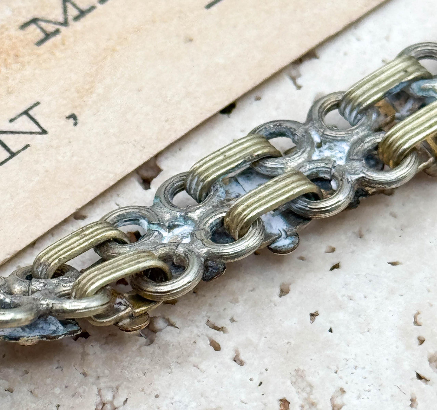 Antique Enamel Locket on Floral Book Chain Necklace - As Is