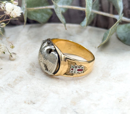 Vintage Scottish Rite Ring, Masonic Ring Double Headed Eagle 32nd Degree Mens Ring in 14K Gold