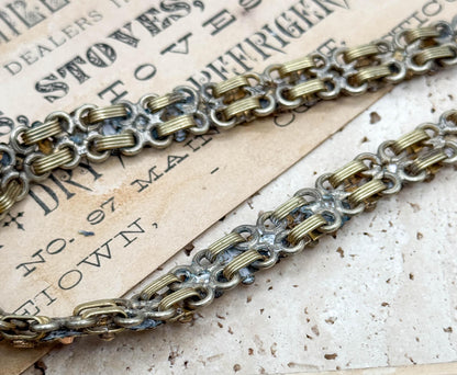 Antique Enamel Locket on Floral Book Chain Necklace - As Is