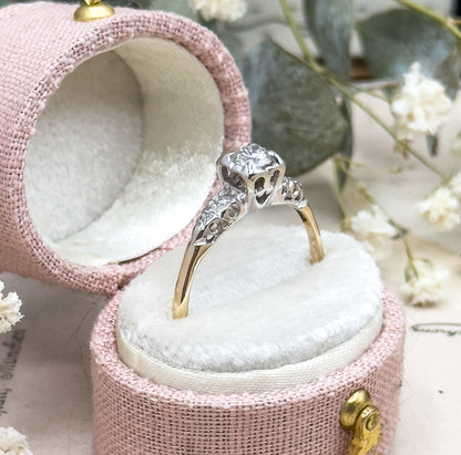 Vintage Diamond Engagement Ring in 14K Two Tone Gold image 7