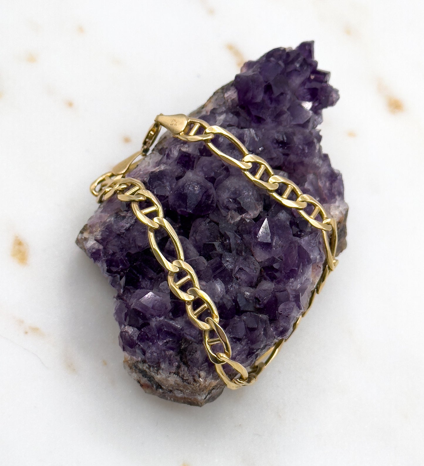 Vintage Figaro Chain Bracelet in 14K solid gold