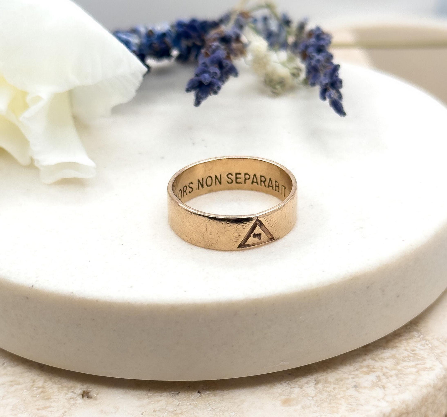 Vintage Masonic Band Ring Yod Free Mason Scottish Rite Ring in 10K