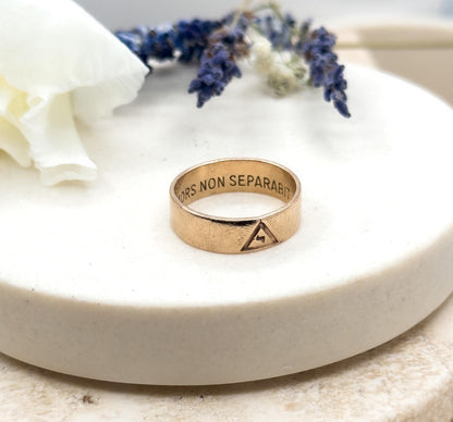 Vintage Masonic Band Ring Yod Free Mason Scottish Rite Ring in 10K