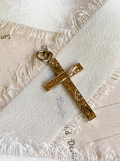 Vintage 9K Gold Cross Charm Cross Pendant