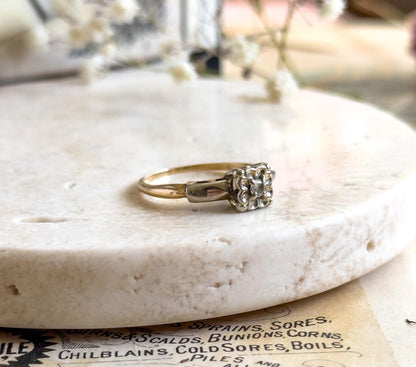 Beautiful Vintage Diamond Engagement Ring in Two Tone 14K Yellow Gold White Gold