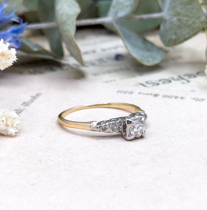 Vintage Diamond Engagement Ring in 14K Two Tone Gold image 8