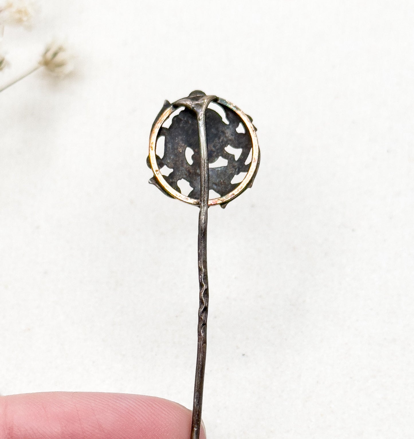 Antique Art Nouveau French Dragon Stick Pin, Silver with Gold wash