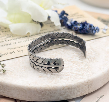 Vintage Handmade Child Sized Cuff Bracelet in Silver