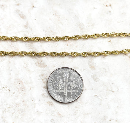 Vintage Open Rope Chain 18in, 2.3mm in 14K Yellow Gold
