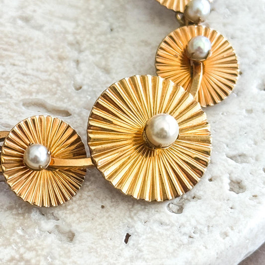 vintage gold filled engine turned necklace and earrings set