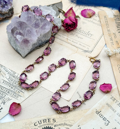 Victorian Amethyst Paste Riviere Necklace in Purple