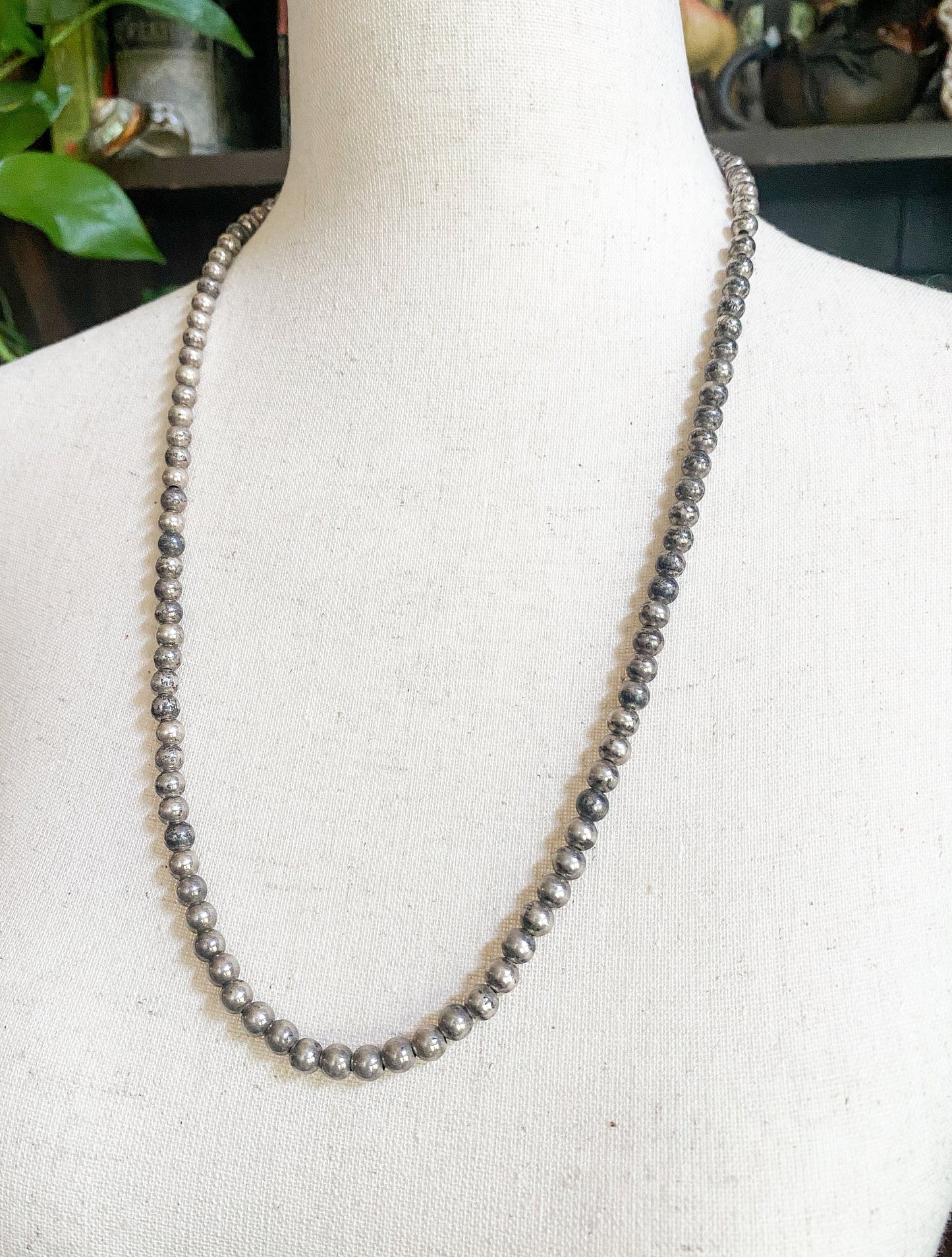 Vintage Sterling Silver Ball necklace chunky silver bench beads