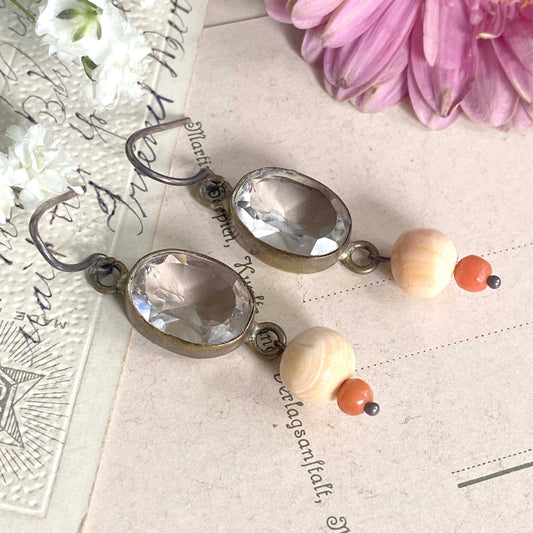 Antique paste earrings with Coral Beads