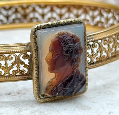 Antique Victorian Cameo Bangle hard stone cameo