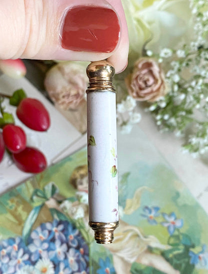 Antique Telescopic Pencil with Enamel Painted Figure in Grape Vines Propelling Pencil