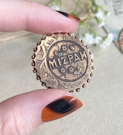 Victorian Mizpah Brooch in 9K Rose Gold, Edwardian Hallmarked