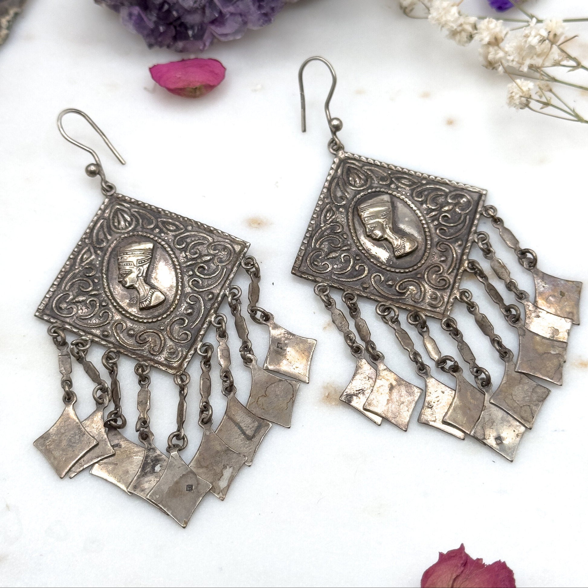 vintage Egyptian revival Nefertiti earrings