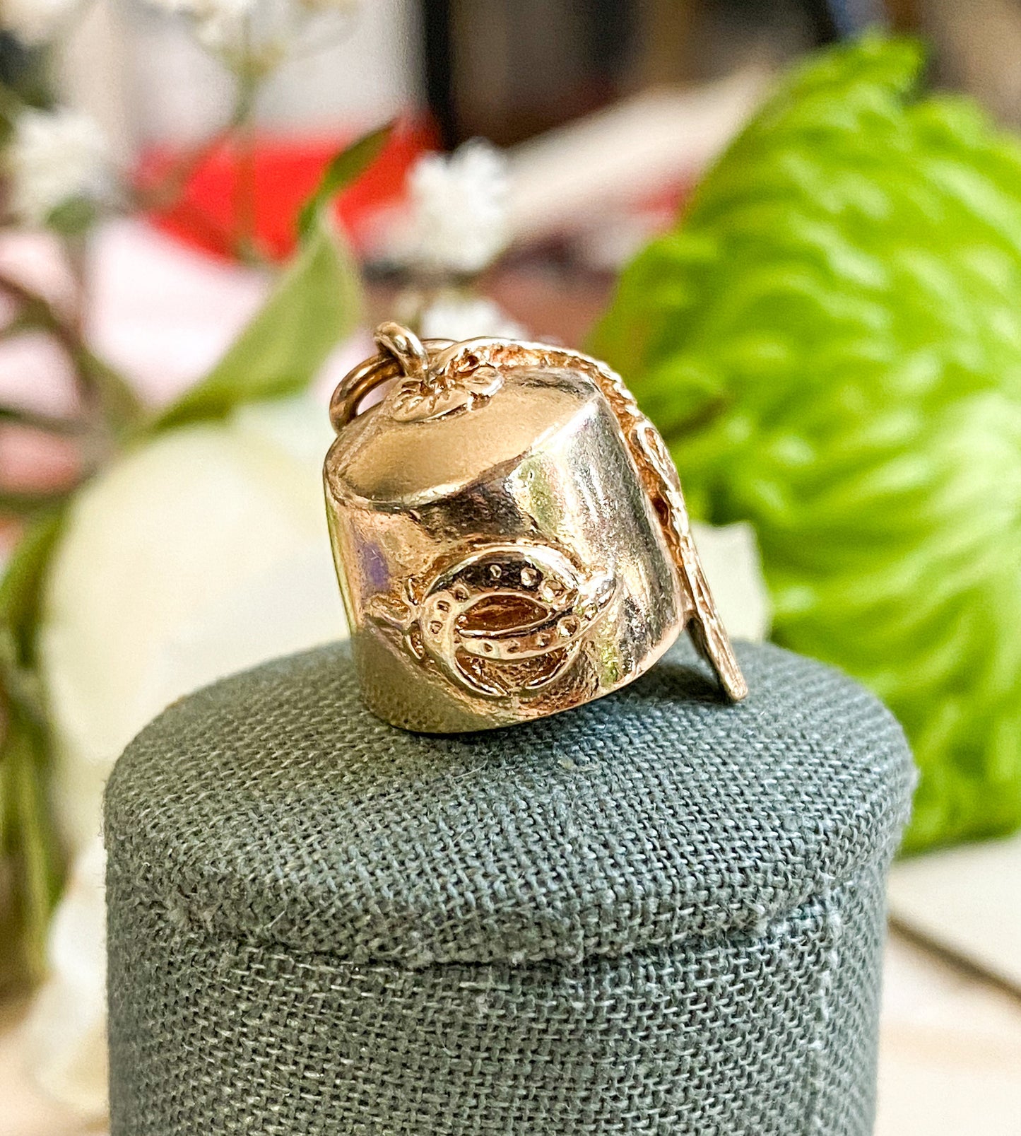 Vintage Fez Hat Charm Shriner Cap in 14K Yellow Gold