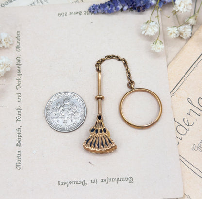 Antique 14K Yellow Gold Hankie Holder Ring: Victorian Black Enamel Detail