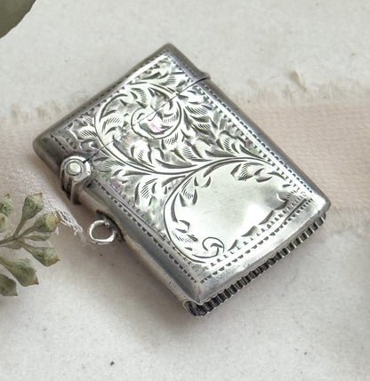 Antique Silver Vesta case by Charles Lyster and Son Edwardian Match Box